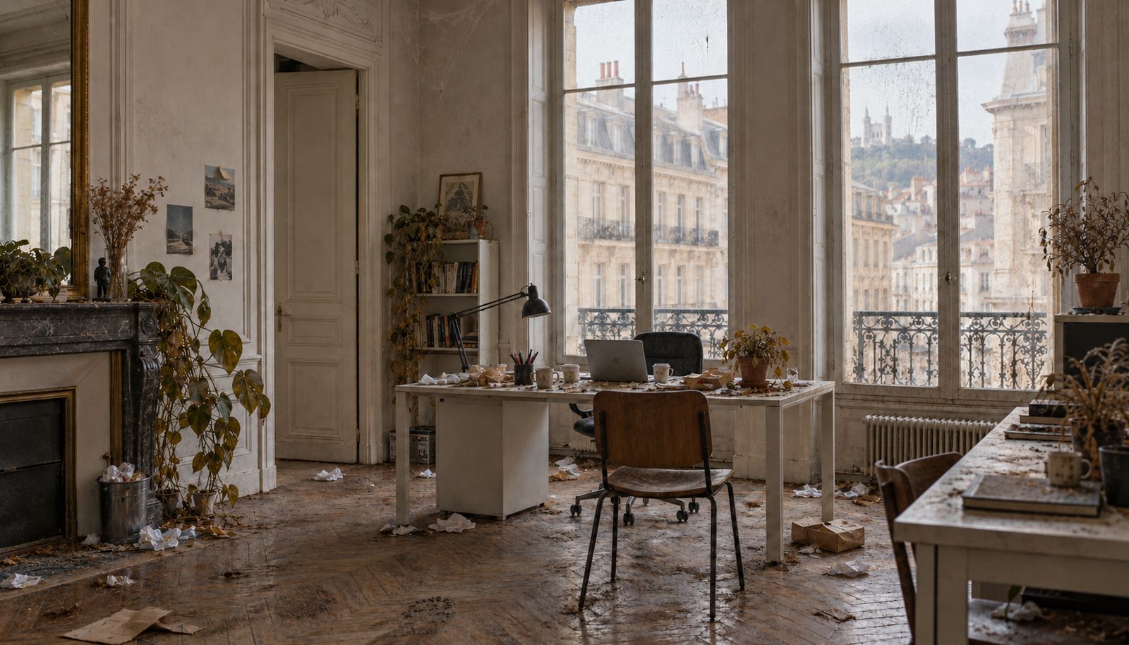Les mêmes bureaux avant le nettoyage
