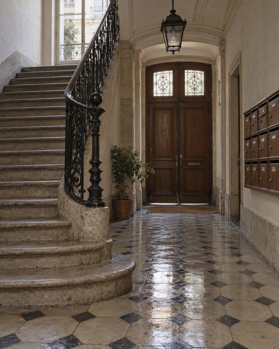 Hall d'immeuble propre